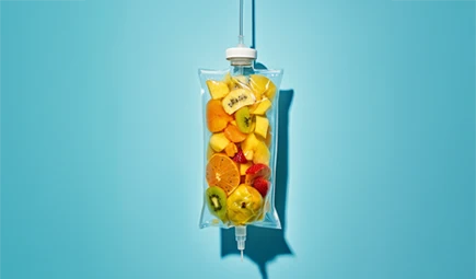 IV bag filled with fresh fruit