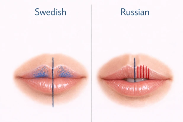 Swedish and Russian Lips, examples for Marquis Plastic Surgery, Miami, FL.